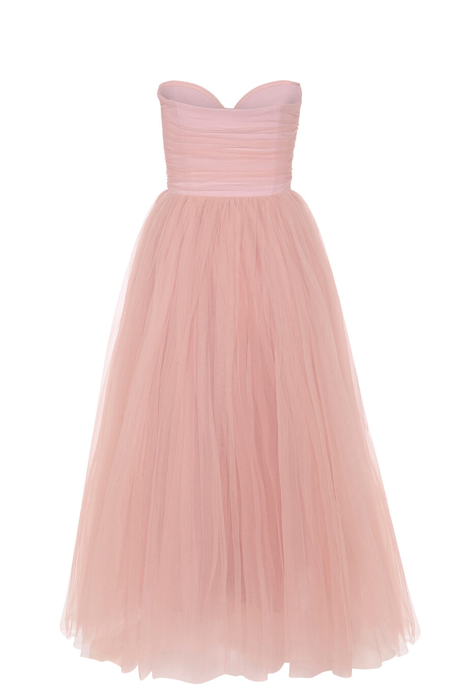 Φόρεμα midaxi από τούλι με κορσέ σε χρώμα dusty rose