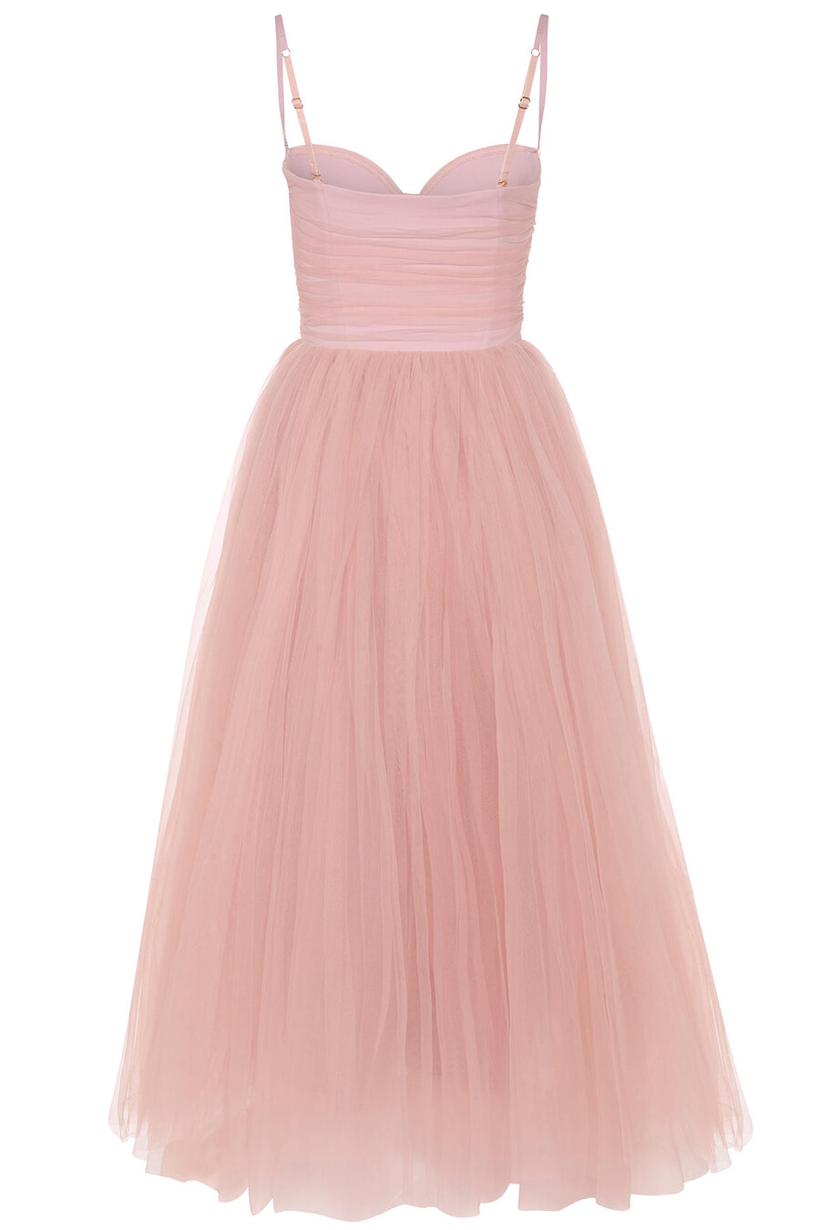 Φόρεμα midaxi από τούλι με κορσέ σε χρώμα dusty rose