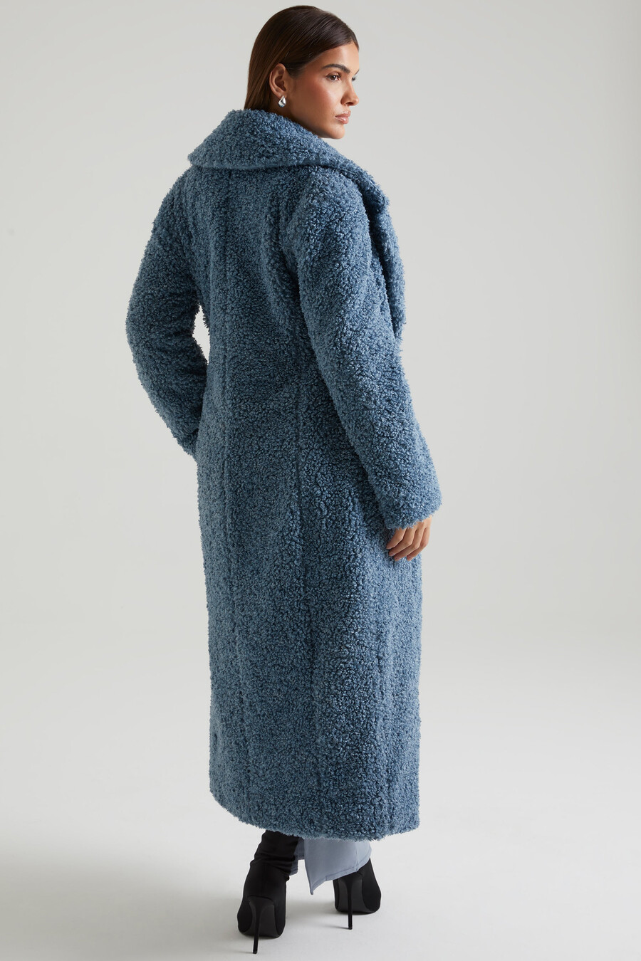 Μακρύ παλτό shearling σε μπλε χρώμα