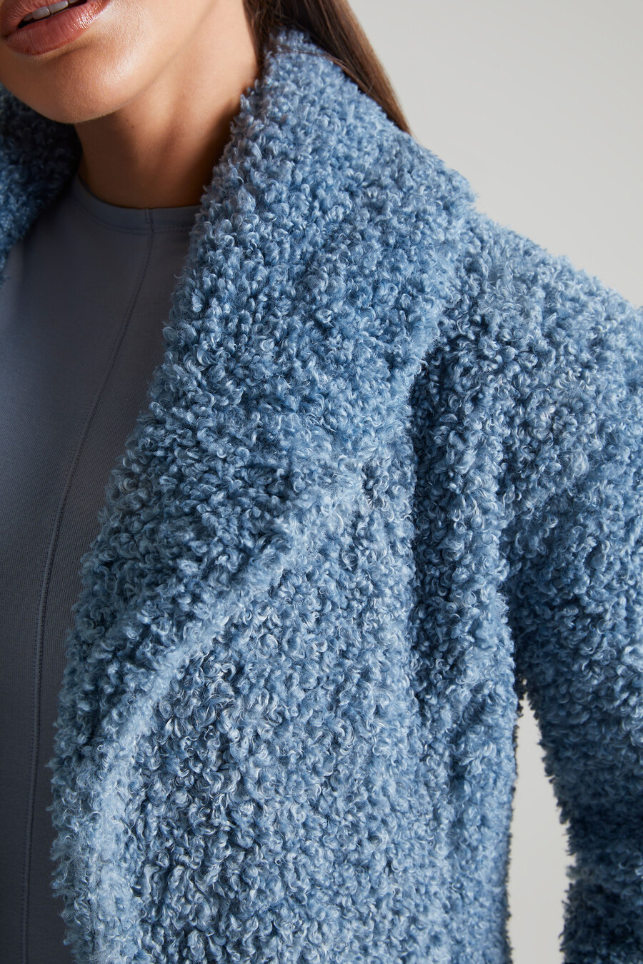 Μακρύ παλτό shearling σε μπλε χρώμα