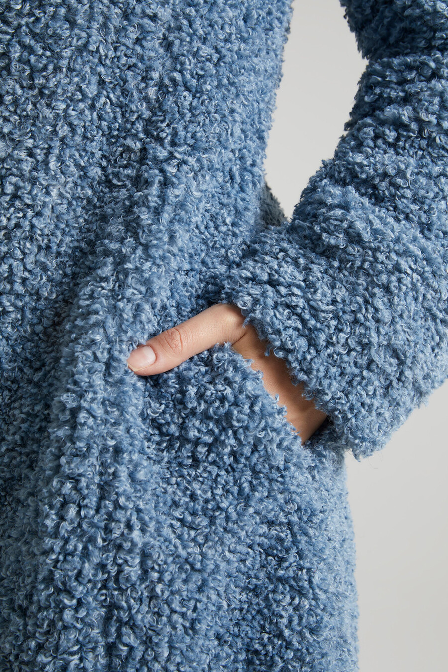 Μακρύ παλτό shearling σε μπλε χρώμα