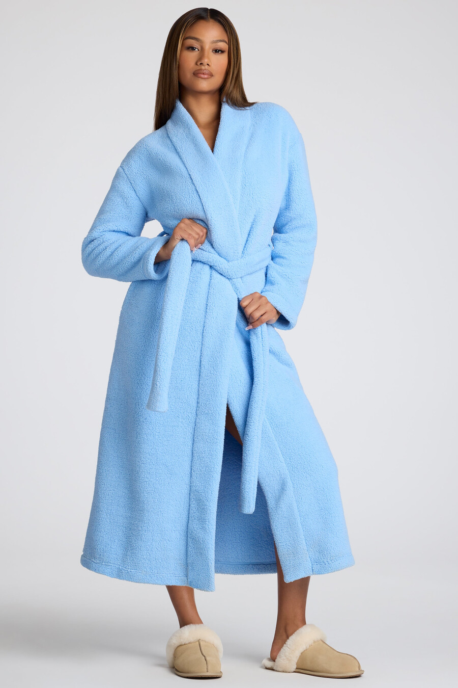 Ρόμπα από φλις με δέσιμο μπροστά σε χρώμα baby blue