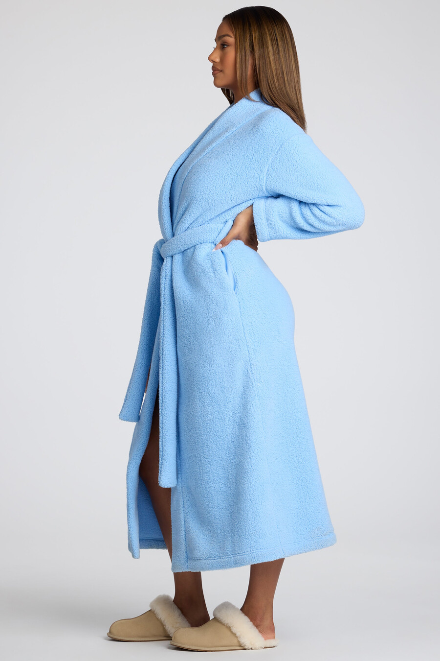Ρόμπα από φλις με δέσιμο μπροστά σε χρώμα baby blue