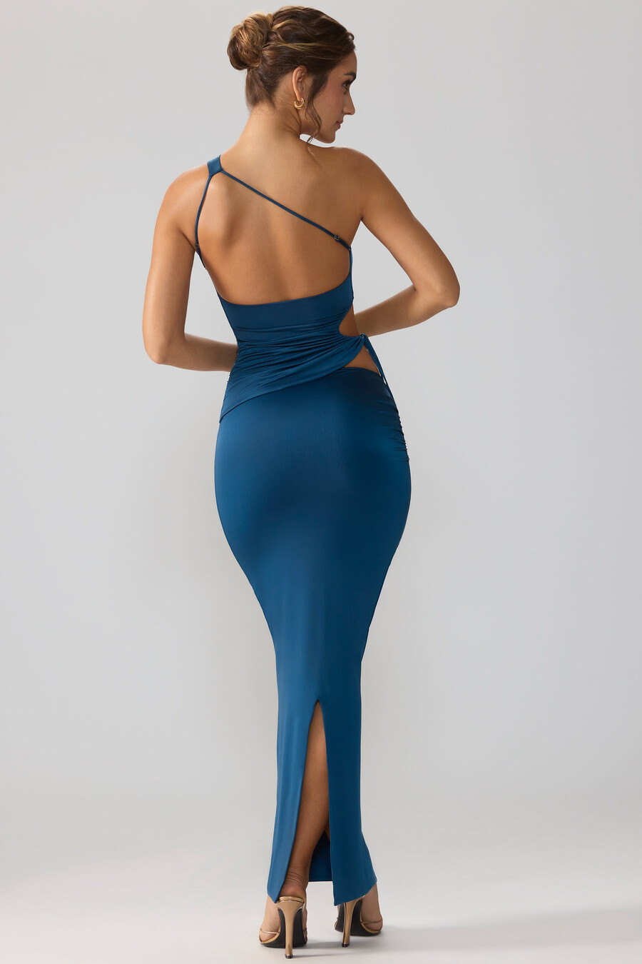 Φούστα μάξι με ασύμμετρη μέση και slinky jersey σε μπλε χρώμα