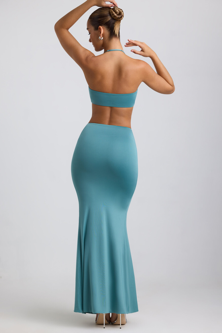 Φούστα slinky jersey με λεπτομέρειες υλικού σε χρώμα sea green