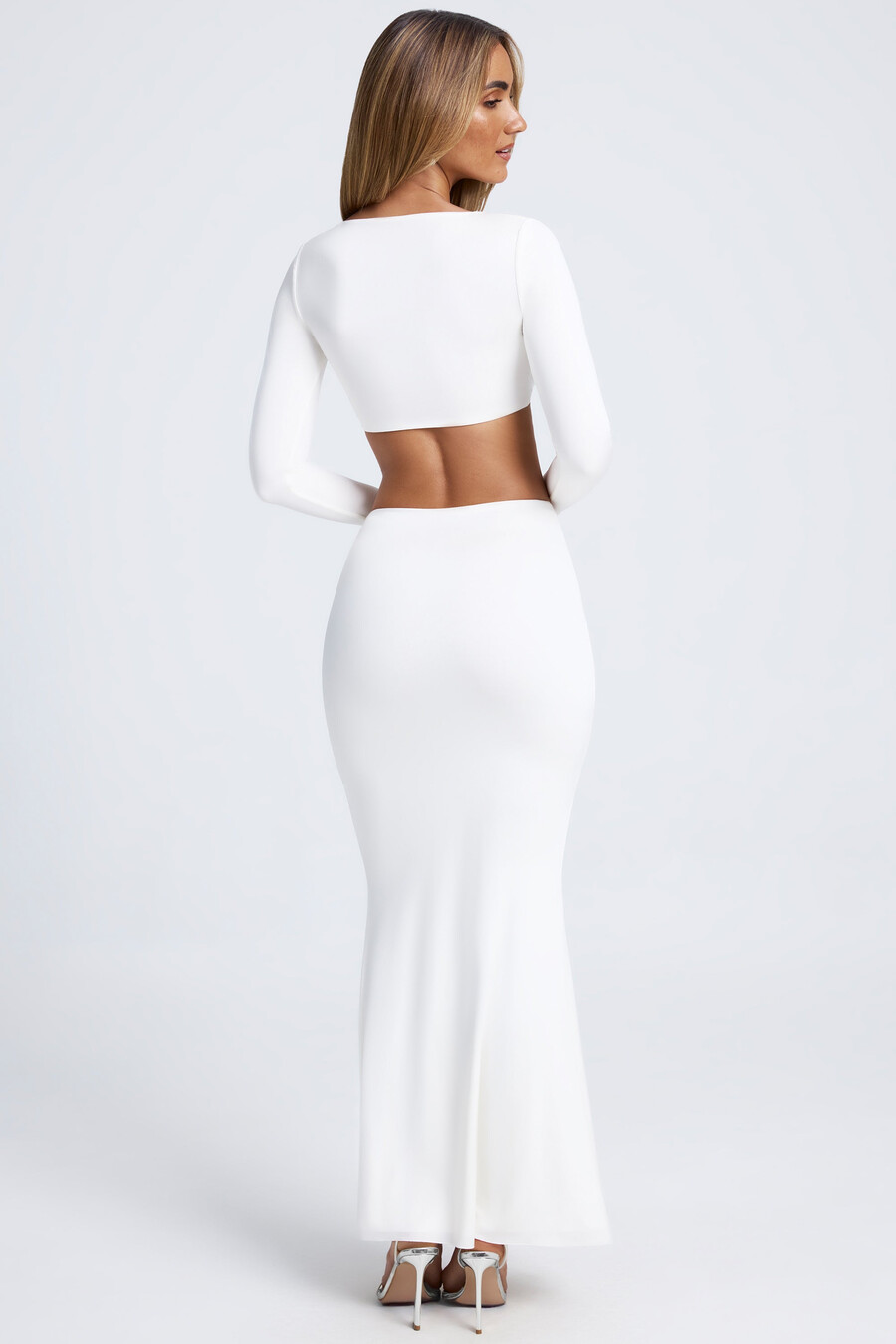 Φούστα fishtail maxi σε Λευκό Χρώμα