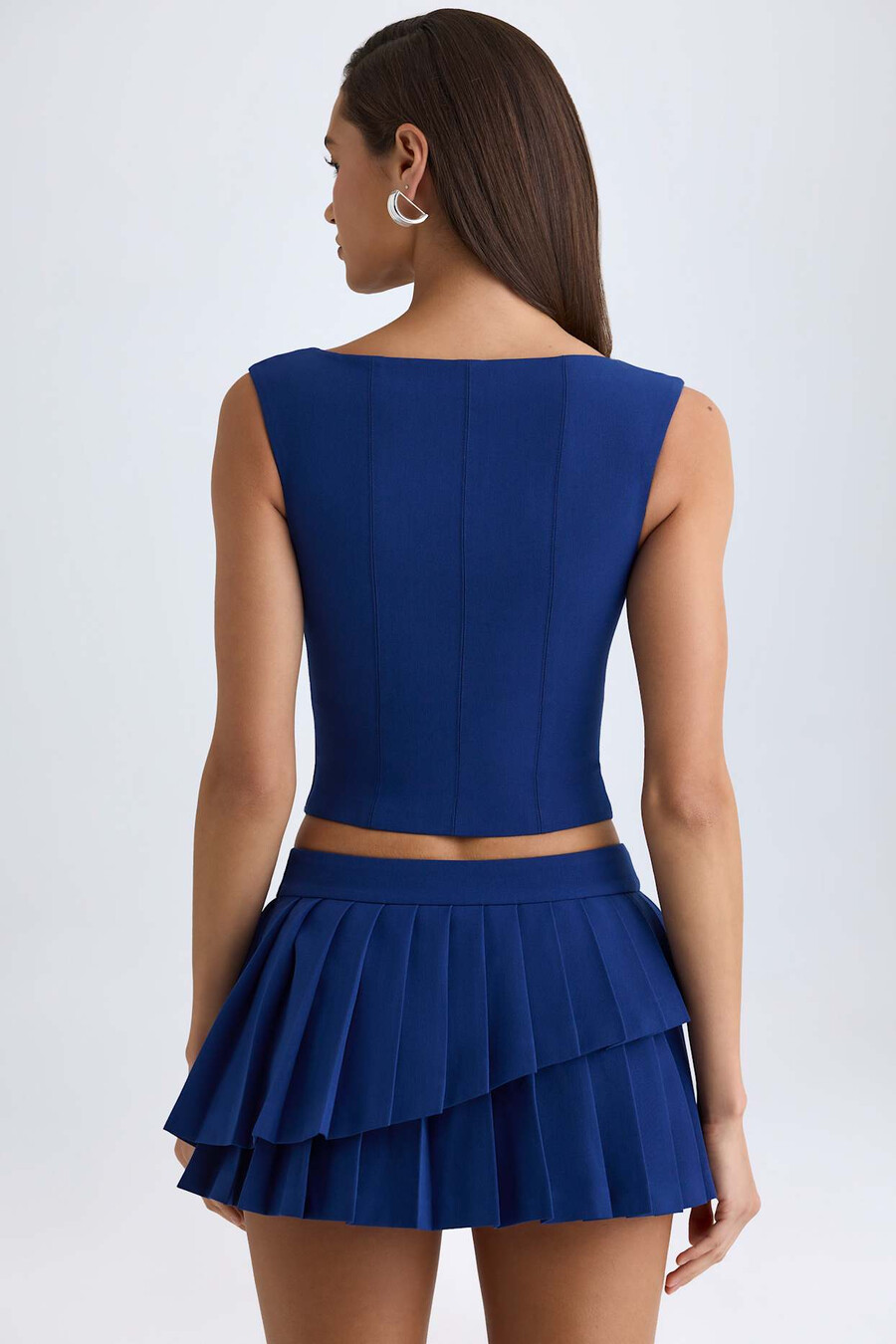 Ανοιχτό crop top σε χρώμα true navy