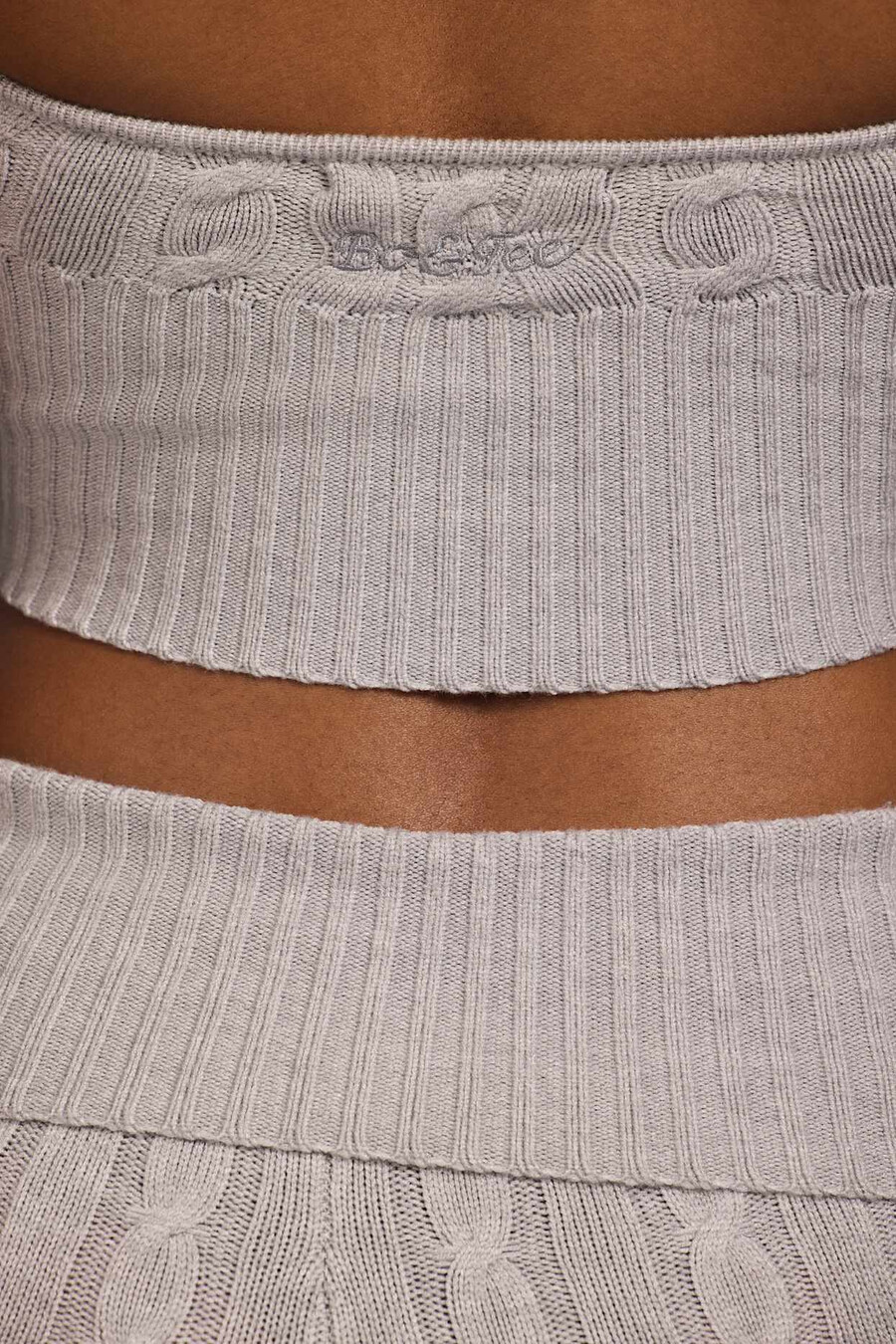 crop top με πλέξη και halterneck σε γκρι χρώμα marl