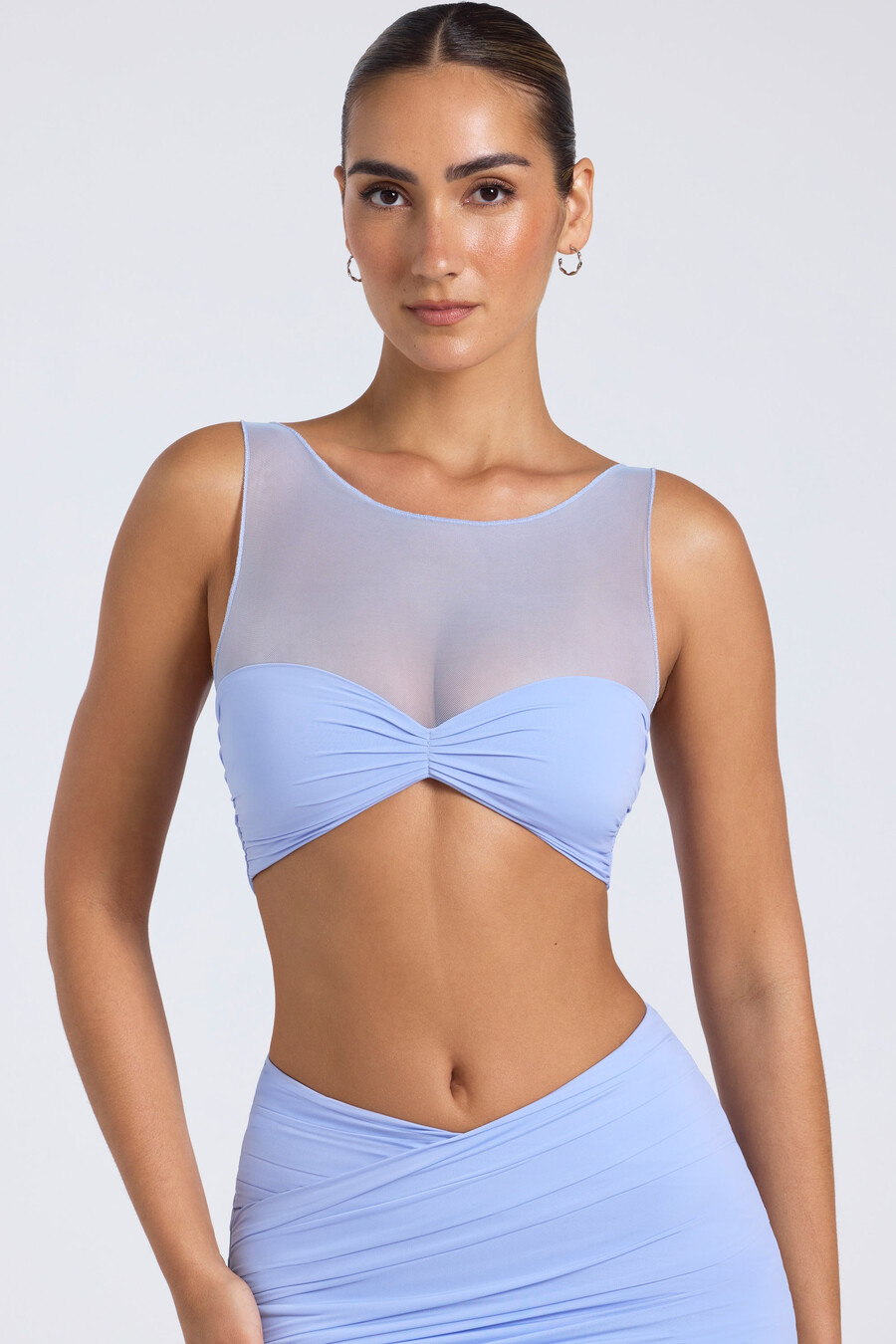 Διαφανές crop top με Πάνελ και Ρουά σε Μωβ Μωβ χρώμα