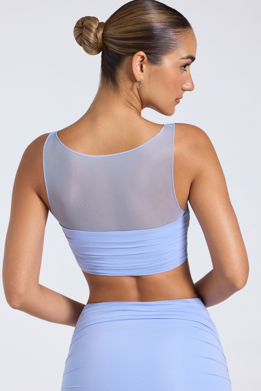 Διαφανές crop top με Πάνελ και Ρουά σε Μωβ Μωβ χρώμα